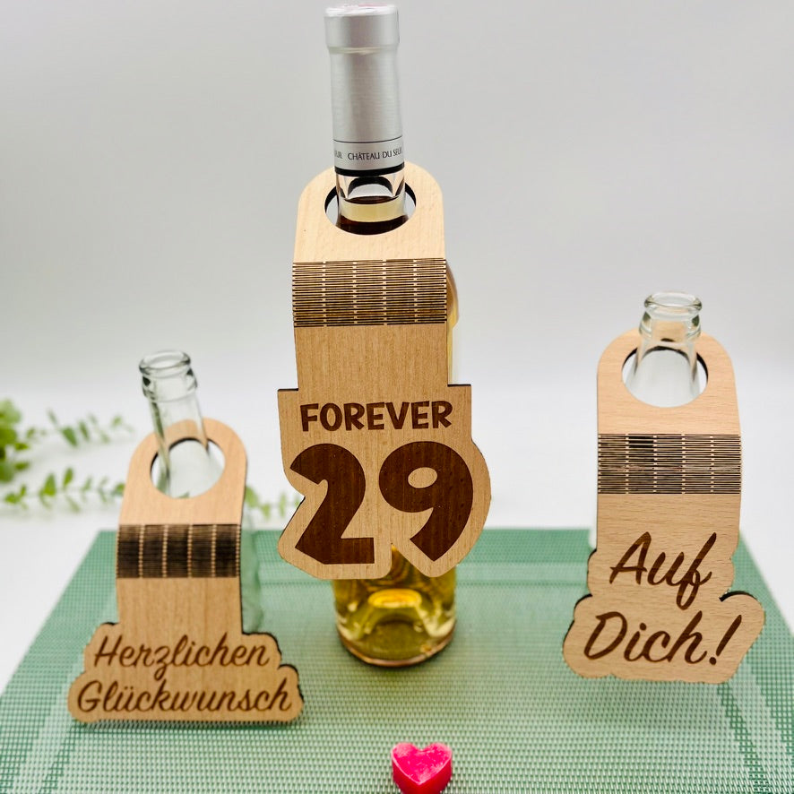 FlaschenanhÀnger Holz - Mitbringsel Geburtstag - kleines Geburtstagsgeschenk - Flaschendekoration - nachhaltiger GeschenkanhÀnger