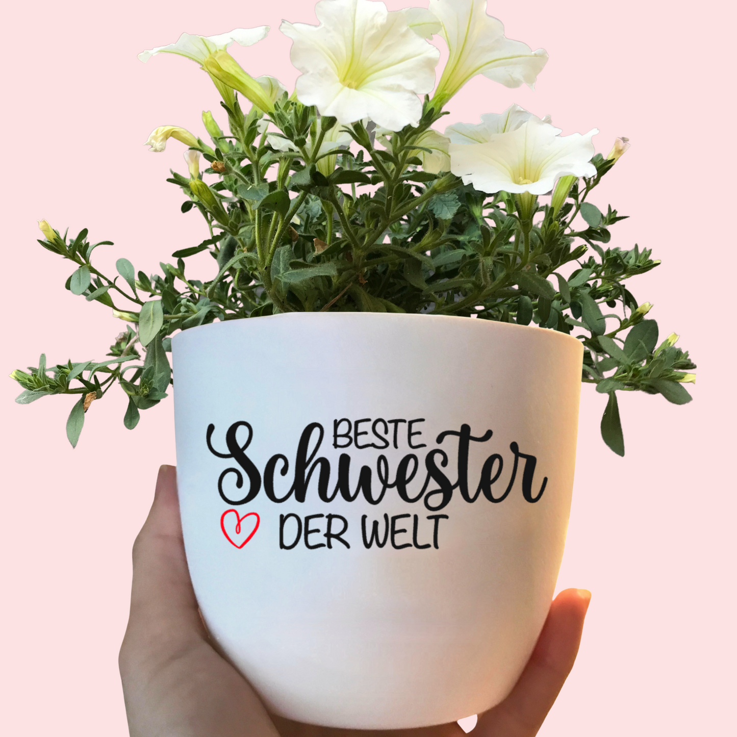Blumentopf weiß oder schwarz personalisiert - Beste Oma der Welt - Beste Mama der Welt - Geburtstag, Muttertag - Oma, Mama, Godi, Tante, Schwester