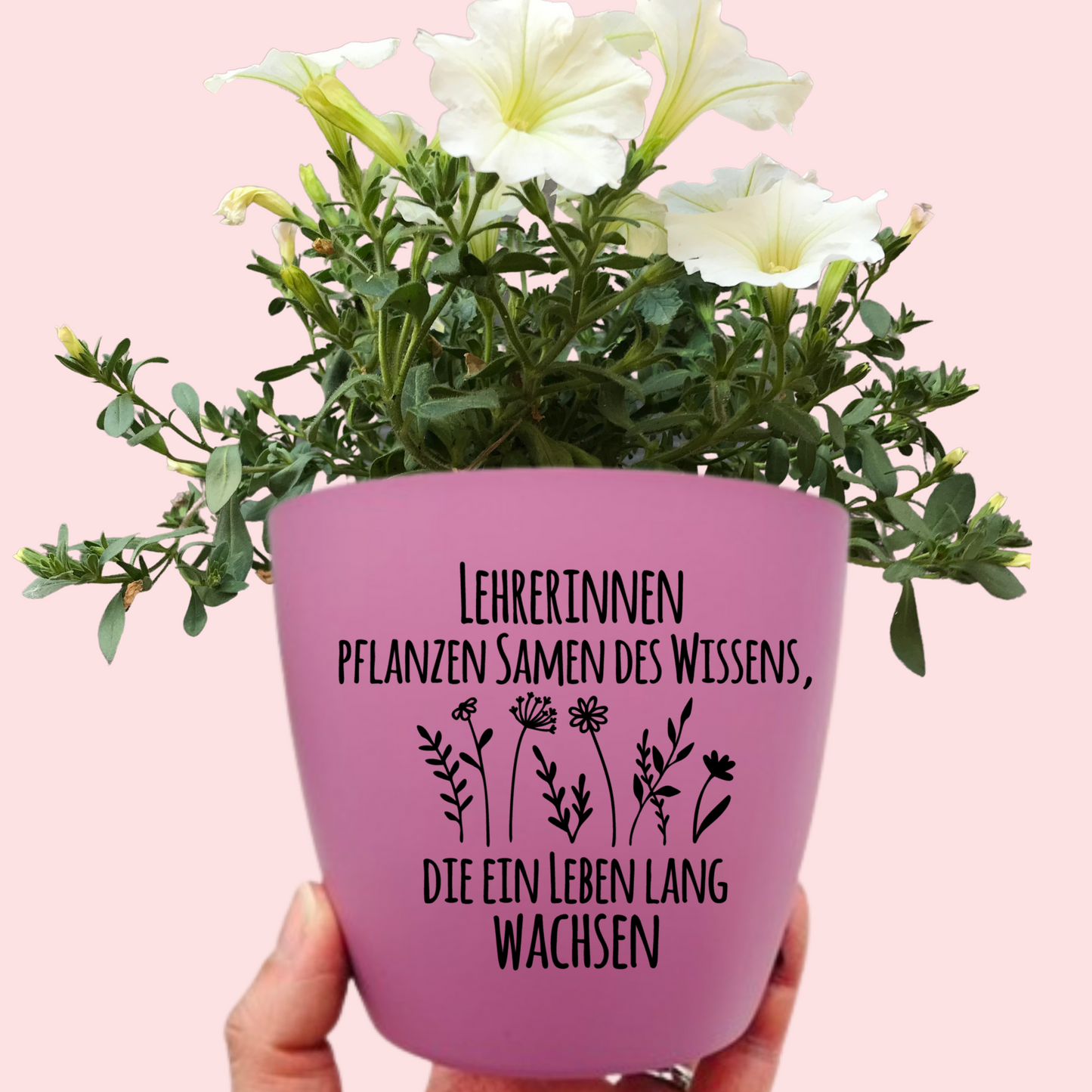 Blumentopf "Lehrer*innen pflanzen Samen des Wissens, die ein Leben lang wachsen" Abschiedsgeschenk - Geschenk Lehrer Erzieher - lila