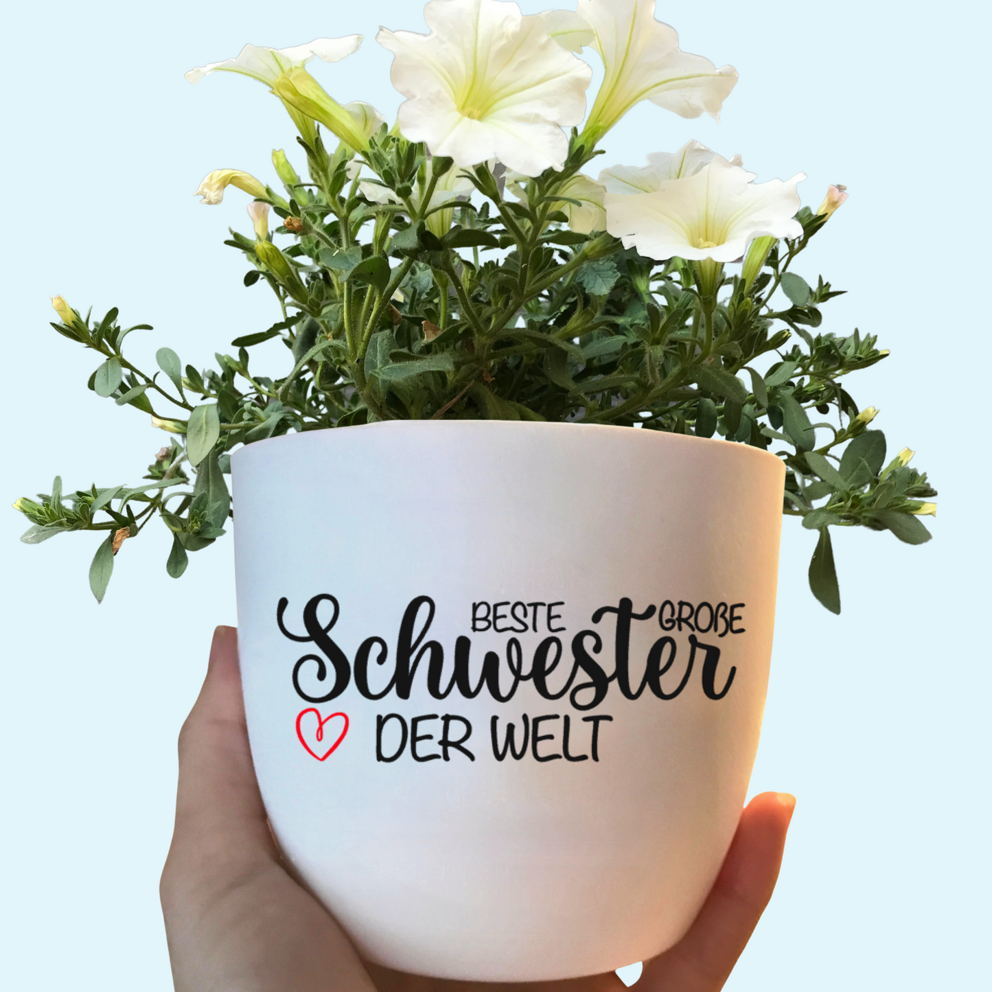 Blumentopf weiß oder schwarz personalisiert - Beste Oma der Welt - Beste Mama der Welt - Geburtstag, Muttertag - Oma, Mama, Godi, Tante, Schwester