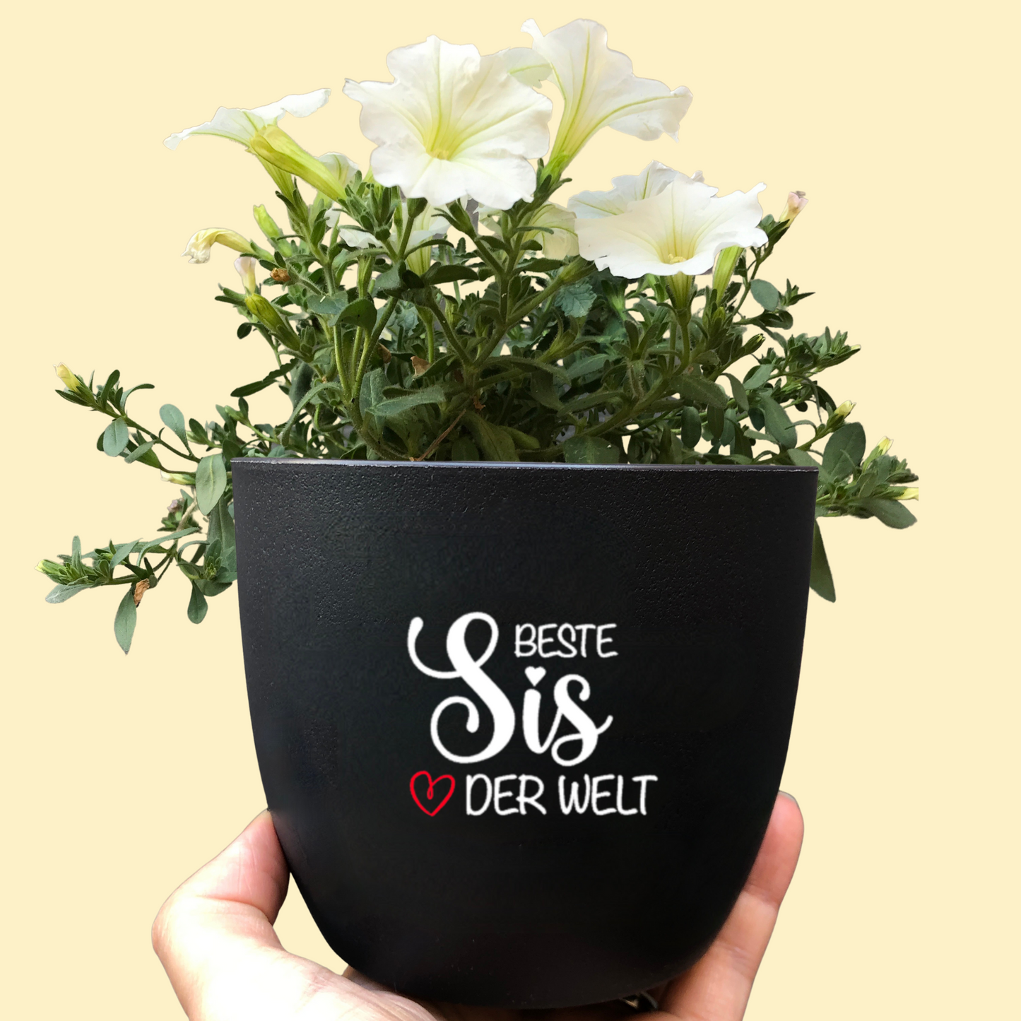 Blumentopf weiß oder schwarz personalisiert - Beste Oma der Welt - Beste Mama der Welt - Geburtstag, Muttertag - Oma, Mama, Godi, Tante, Schwester