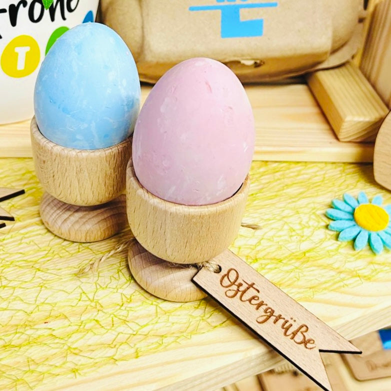 Eierbecher aus Holz graviert als Ostergeschenk - Osterdeko - Eierbecher mit Namen - Geschenk Ostern Frühstücksei - Osterei - personalisiert - Ostergrüße