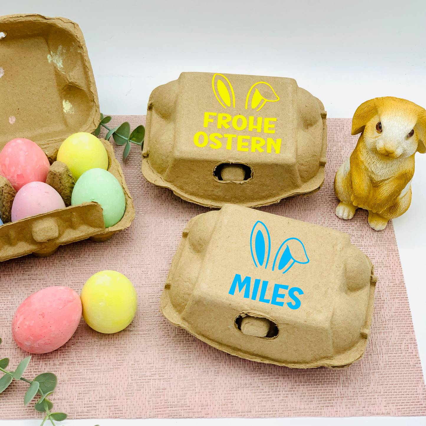 Ostergeschenk Kinder - Geschenk kreative Kinder zu Ostern - Kreideeier Ostern - Kreide Ostereier im Set personalisiert mit Name & Hasenohren