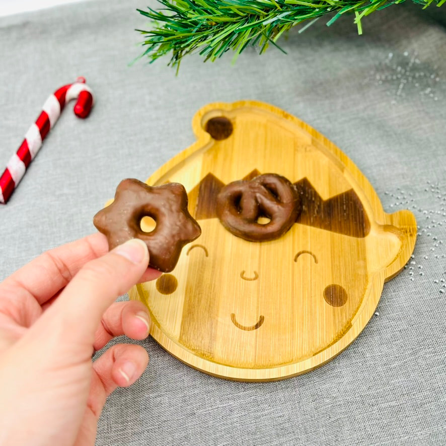 Elfteller - Geschenk Weihnachten Kind - Bambus Weihnachtsteller mit Name | Kindergeschirr Holz | Personalisiertes Geschenk Baby, Weihnachtsgeschenk Kind