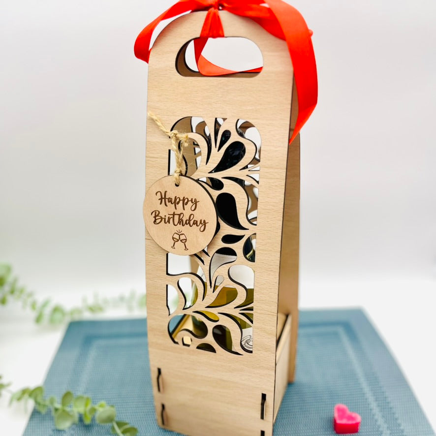 Wine bottle gift box - personalized wooden bottle packaging - gift packaging for wine bottles as a gift for employees