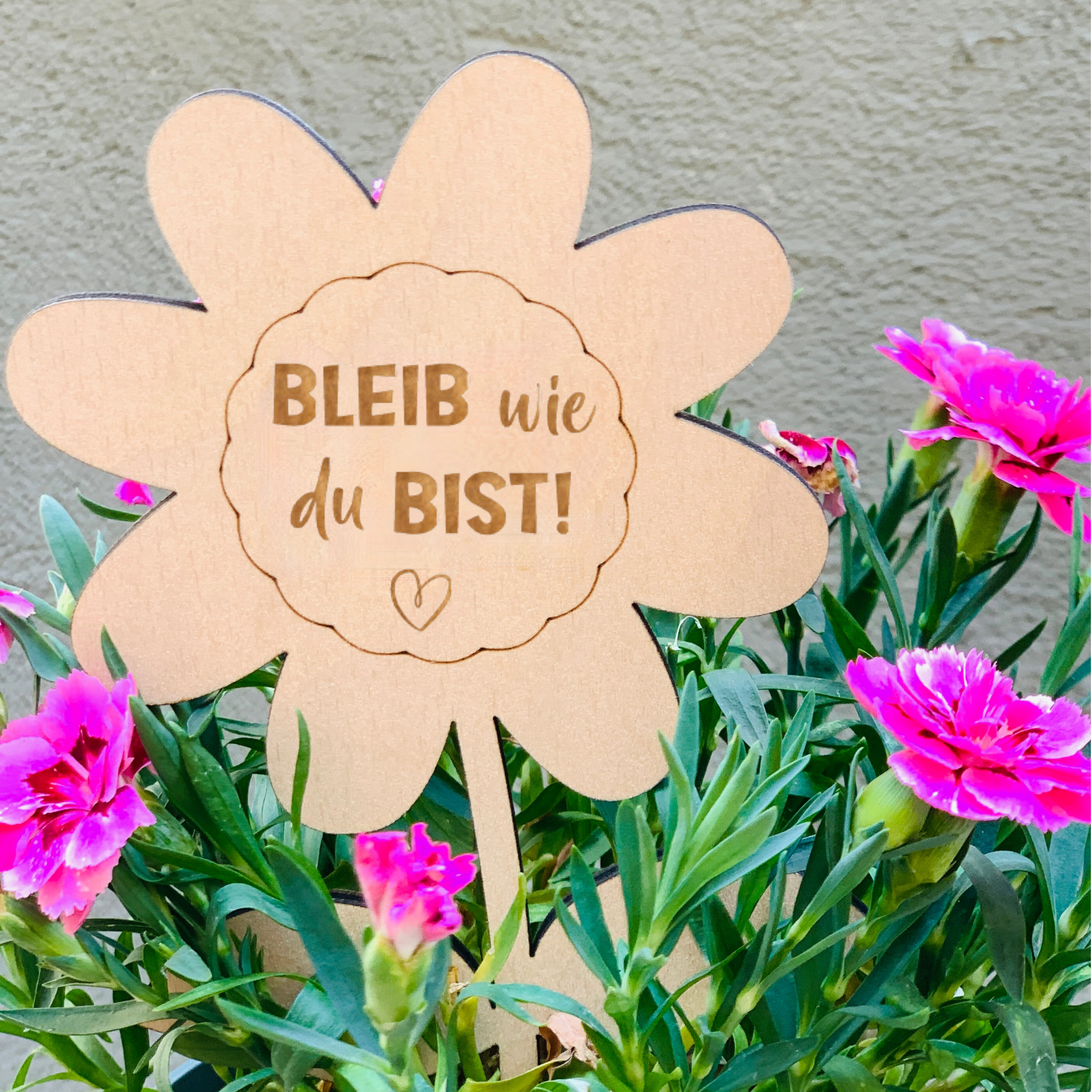 Blumenstecker Abschiedsgeschenk Kollegin / Kollege - Geschenk zum Abschied Arbeit - Ruhestand Arbeitskollege - Mitarbeiter - personalisiert - Bleib wie du bist!