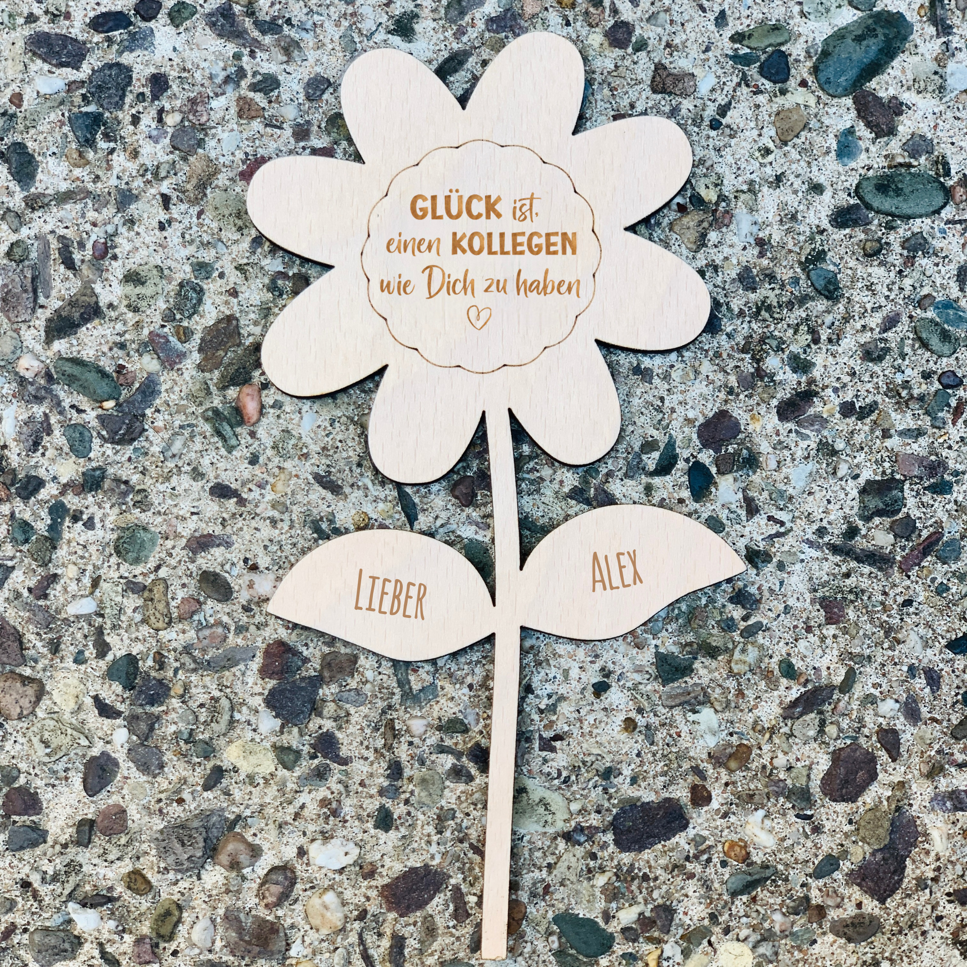 Blumenstecker Abschiedsgeschenk Kollegin / Kollege - Geschenk zum Abschied Arbeit - Ruhestand Arbeitskollege - Mitarbeiter - personalisiert - Glück ist, einen Kollegen wie Dich zu haben