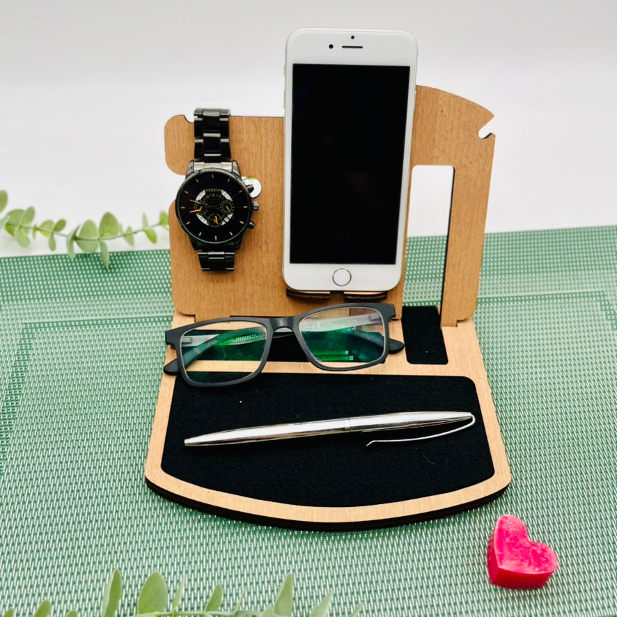 Schreibtisch Organizer Klein Holz - Büro Docking Station - Geschenk für Männer personalisiert - Mitarbeitergeschenk Büro - Geschenk für Ihn