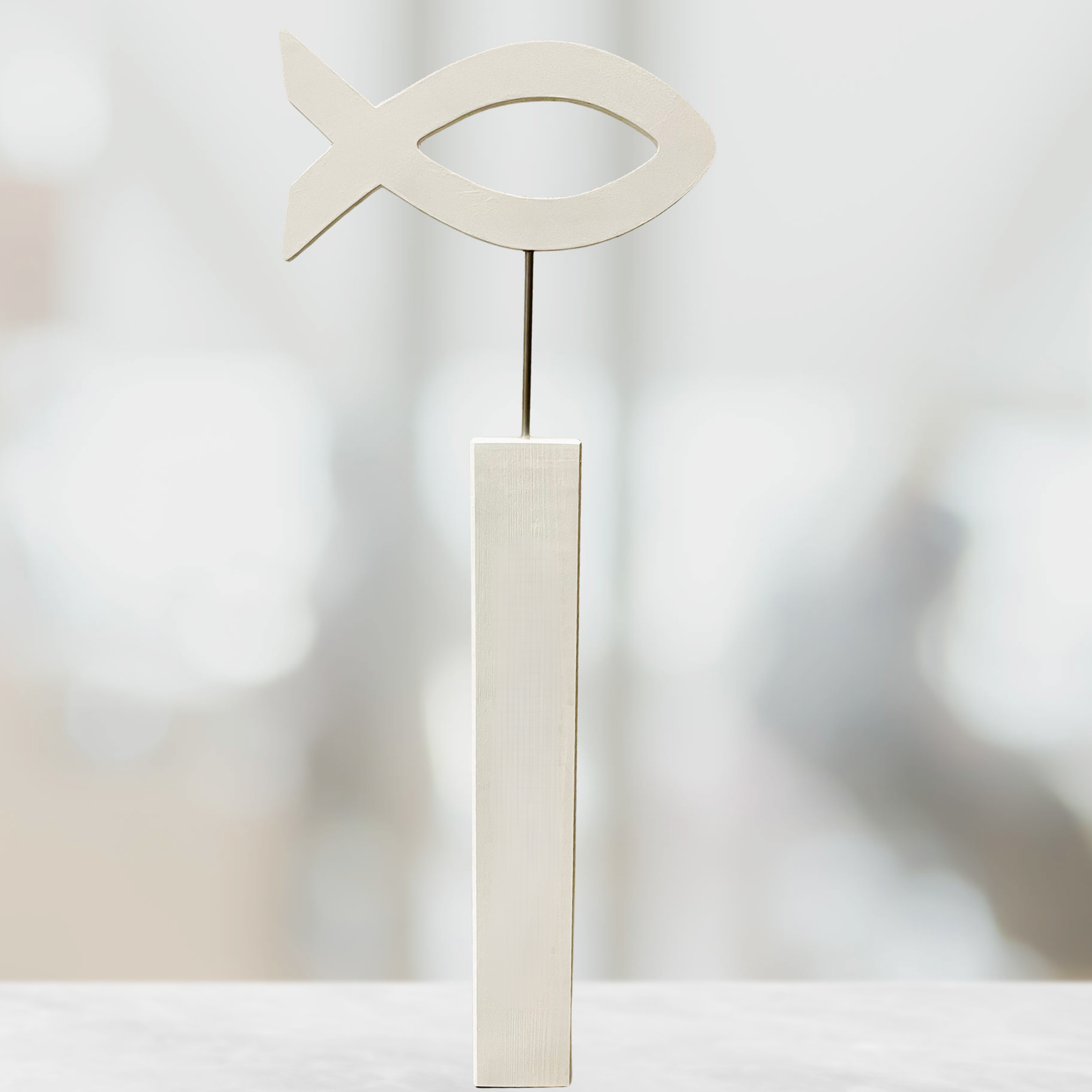 Kommunion Deko Fisch-Aufsteller Holz - Stele Fisch - handgefertigt personalisiert - ohne Schrift