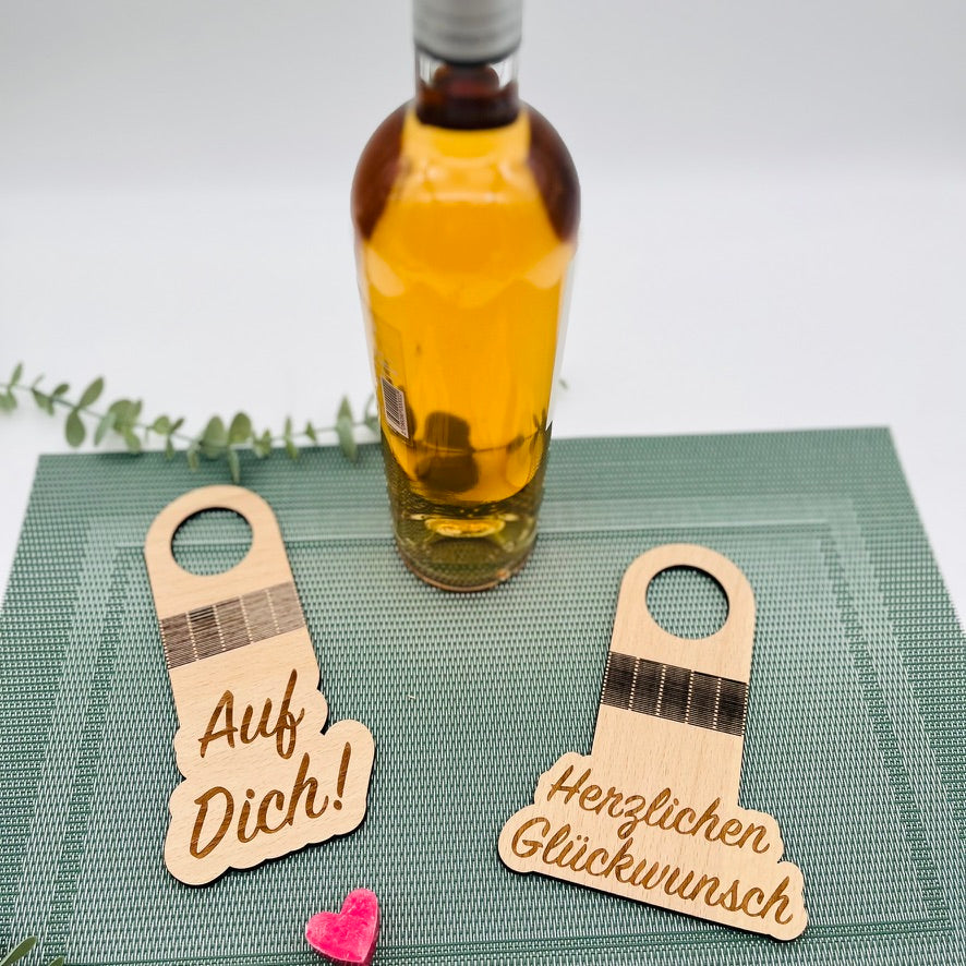 FlaschenanhÀnger Holz - Mitbringsel Geburtstag - kleines Geburtstagsgeschenk - Flaschendekoration - nachhaltiger GeschenkanhÀnger mit Zahl