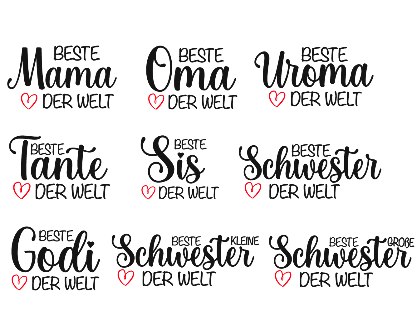 Aufkleber - Beste Oma der Welt - Beste Mama der Welt - Geburtstag, Muttertag - Oma, Mama, Godi, Tante, Schwester - Sticker personalisiert