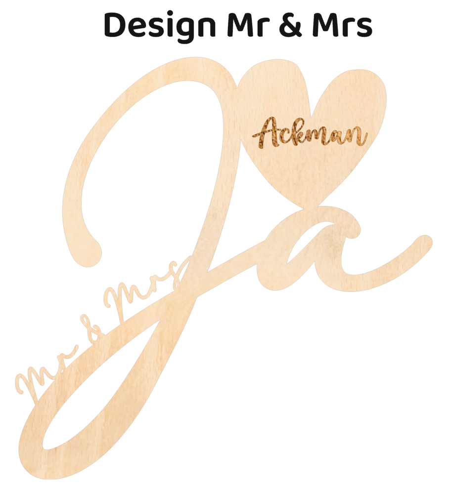 Hochzeitsgeschenk Holzschild Ja Wort - Mr & Mrs - Deko fürs Brautpaar als Erinnerung - Geldgeschenk - nachhaltiges Geschenk