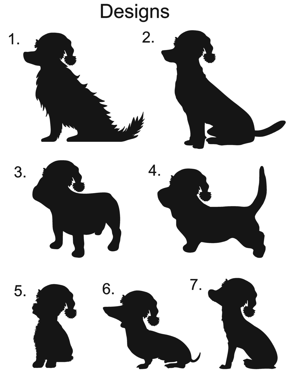 Weihnachtsdeko Nikolaushund mit Namen aus Holz - nachhaltige Weihnachtsdeko für Hundebesitzer - Tischdeko Hund Silhouette personalisiert Designs