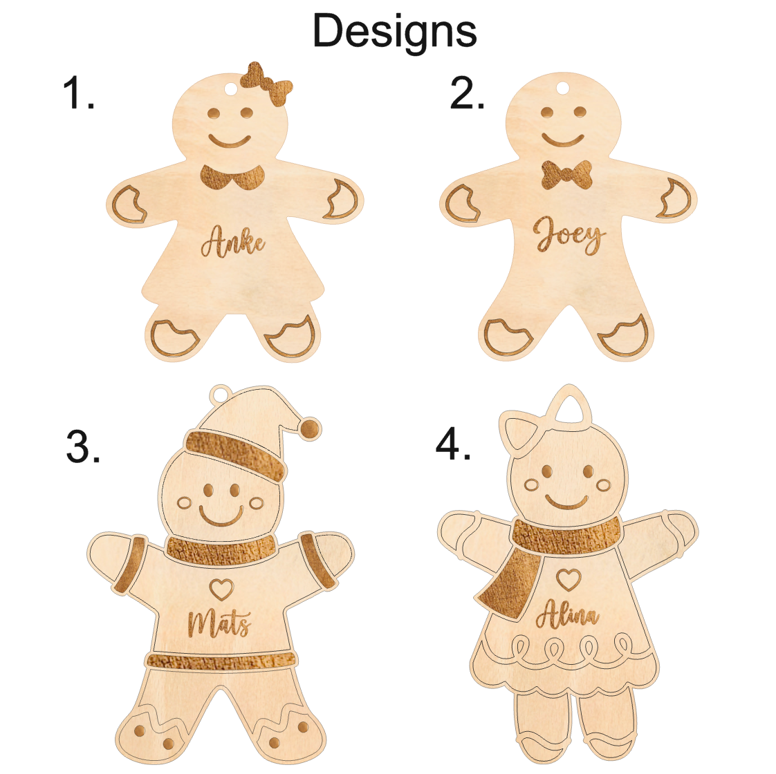 Lebkuchenmännchen Holzornament - Weihnachtsornament Lebkuchenmann mit Kindernamen - nachhaltige Christbaumkugel Holz - Weihnachtsbaumschmuck personalisiert