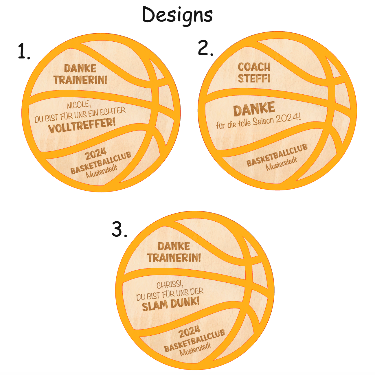 Holzschild Basketball - Trainer Geschenk Danke sagen - Basketball Verein Geschenk - Coach Abschied - Geschenk Aufstieg personalisiert - Designs