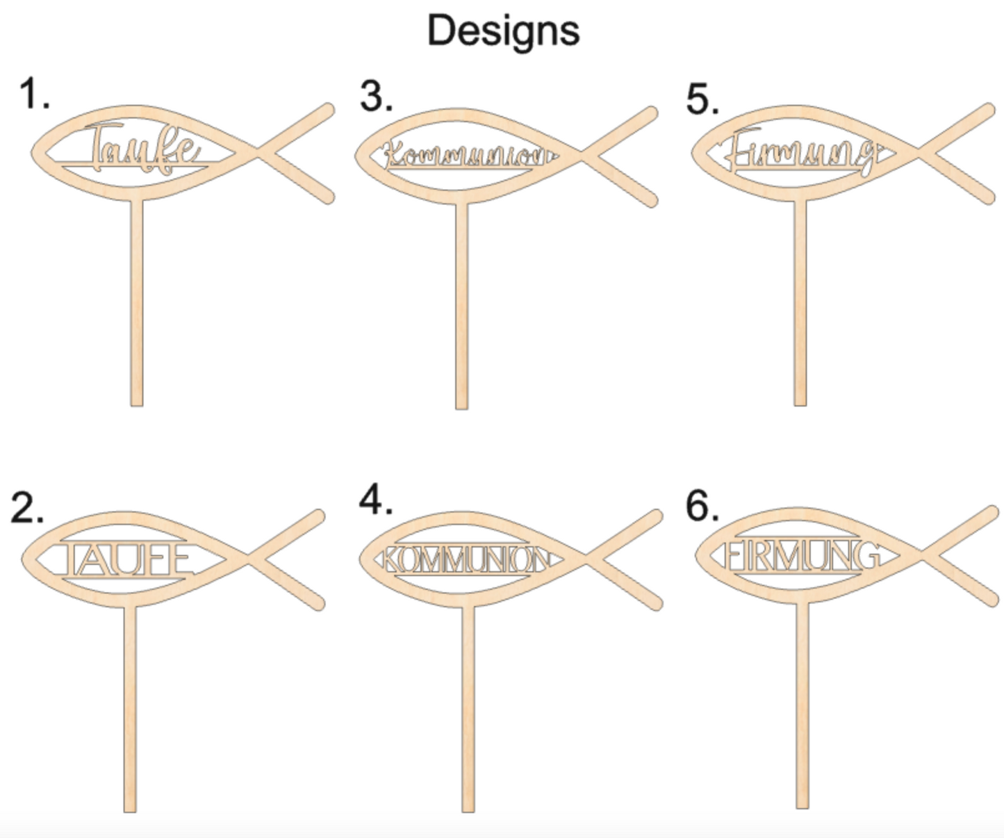Holzschild Kommunion - Taufe - Firmung - Blumenstecker Deko Christlicher Fisch Kommunionsfeier - Tauffeier - Pflanzenstecker Holz