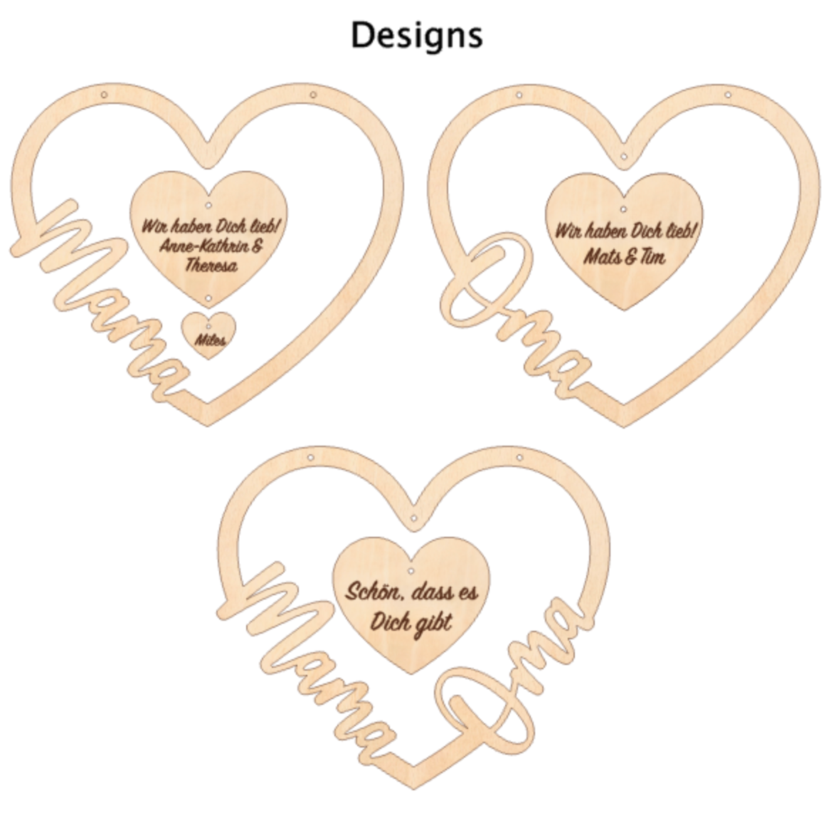 Holzschild Herz Muttertagsgeschenk - Geschenk Herz Mama oder Oma - Holzschild Mama - Schild Oma - Kinder - Enkel - Blumen - personalisiert - Designs