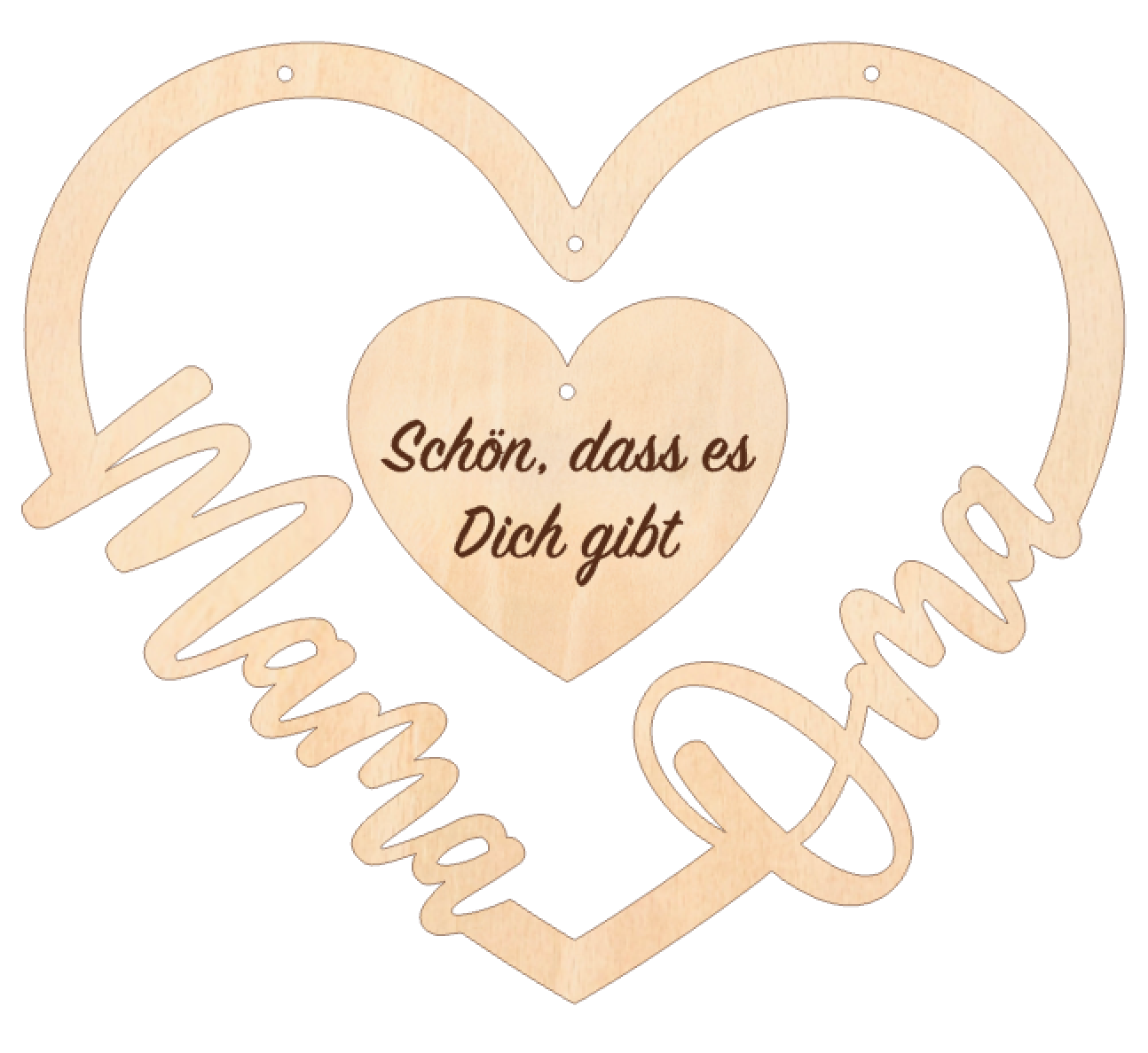 Holzschild Herz Muttertagsgeschenk - Geschenk Herz Mama oder Oma - Holzschild Mama und Oma - Kinder - Enkel - Blumen - personalisiert