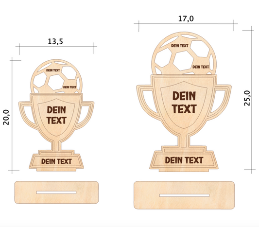 Pokal Aufsteller Fussball - Trainer Geschenk Danke - Fussball Verein Geschenk - Coach Fußball Abschied - Geschenk Aufstieg personalisiert - Größen