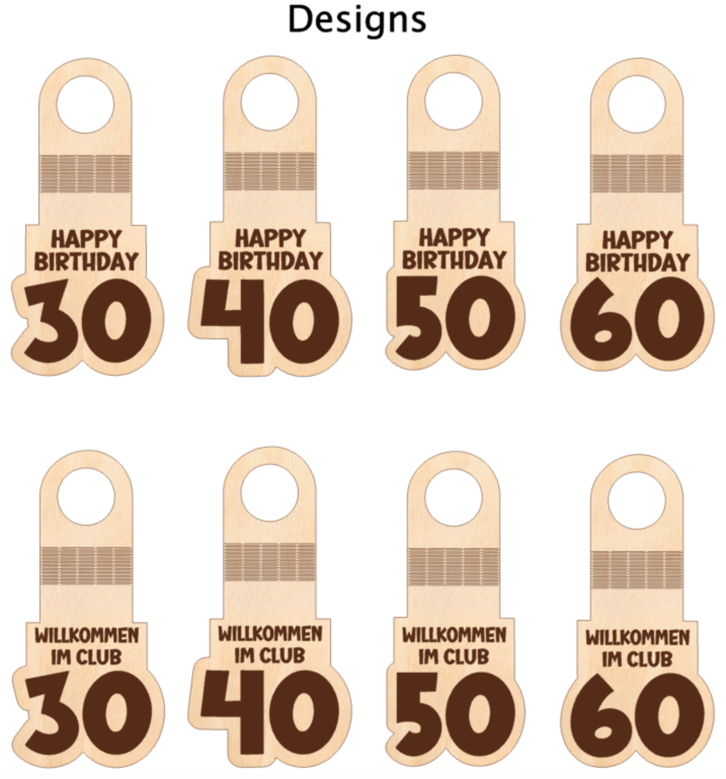 FlaschenanhÀnger Holz - Mitbringsel Geburtstag - kleines Geburtstagsgeschenk - Flaschendekoration - nachhaltiger GeschenkanhÀnger mit Zahl - Design 2