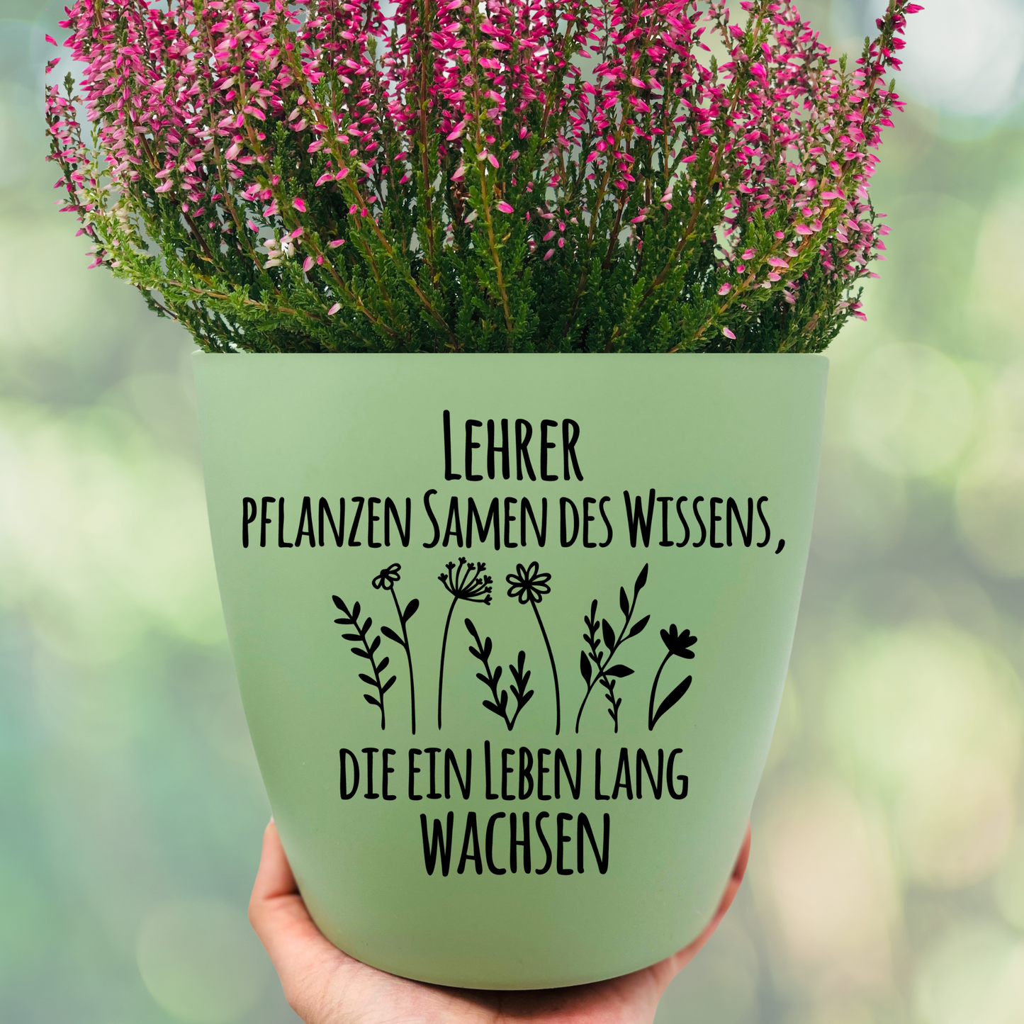 Blumentopf "Lehrer*innen pflanzen Samen des Wissens, die ein Leben lang wachsen" Abschiedsgeschenk - Geschenk Lehrer Erzieher - Danke - 18cm