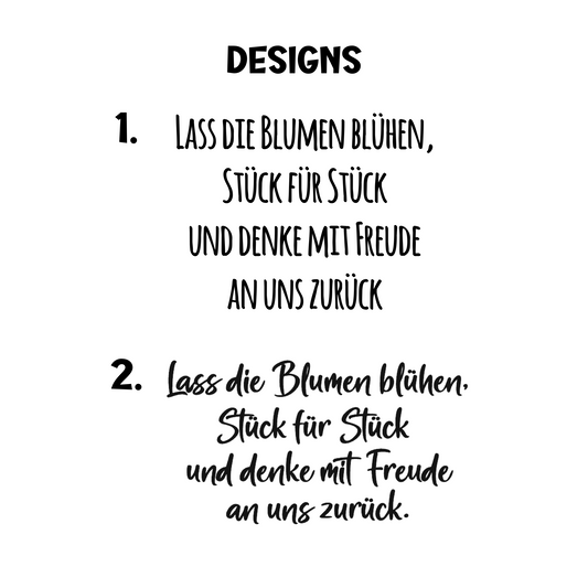Blumentopf "Lass die Blumen blühen, Stück für Stück und denke mit Freude an uns zurück" - Abschiedsgeschenk Lehrer/in oder Erzieher/in - personalisiert - Designs