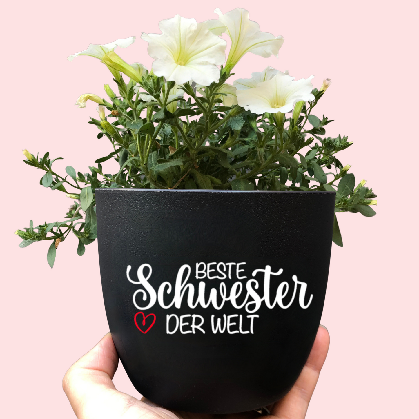 Blumentopf weiß oder schwarz personalisiert - Beste Oma der Welt - Beste Mama der Welt - Geburtstag, Muttertag - Oma, Mama, Godi, Tante, Schwester