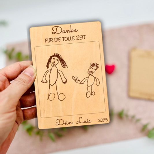 Holzkarte Danke, dass du MIR / UNS beim Wachsen geholfen hast - Abschiedsgeschenk Lehrer/in - Erzieher/in - Holzschild Danke