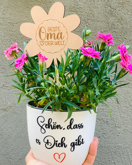 Blumenschild Beste  Oma / Uroma der Welt- Blumenstecker Geschenkidee  Muttertag Geburtstag - personalisiert