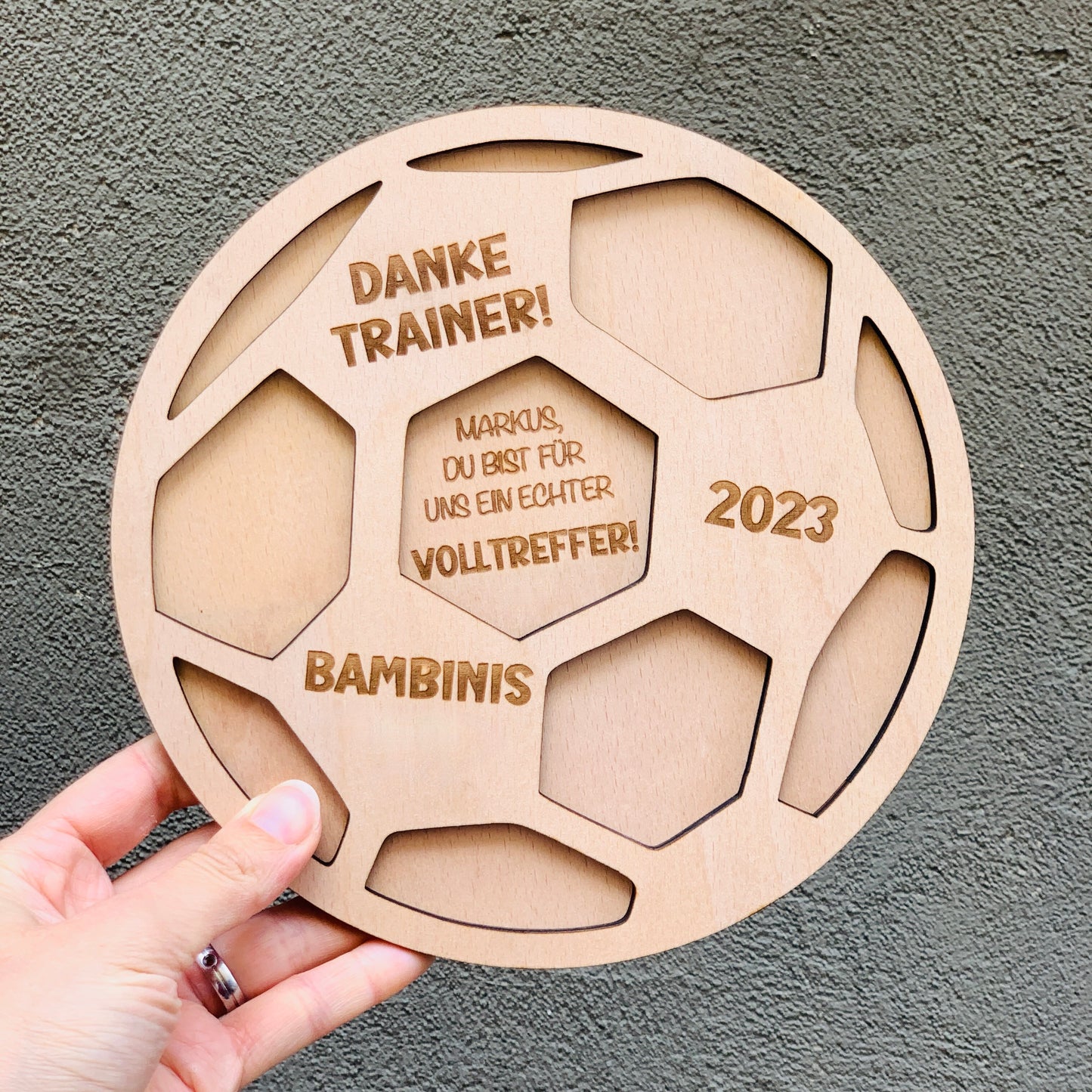 Holzschild Fussball - Trainer Geschenk Danke sagen - Fussball Verein Geschenk - Coach Fußball Abschied