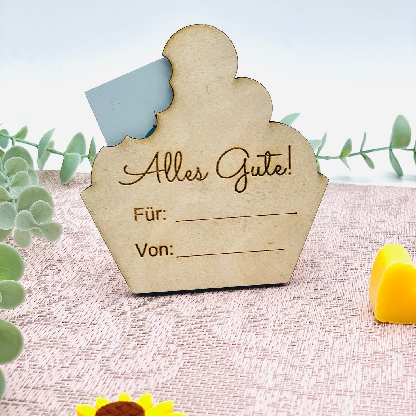 Geschenkgutschein Halter Geburtstag - Kartenhalter - nachhaltiges Geldgeschenk - Halter für Geld - Geschenkkarte - Gutschein - Cupcake