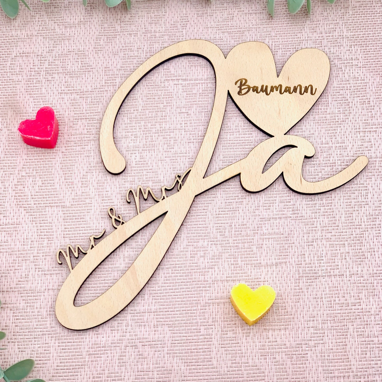 Holzschild Ja Wort - Mr & Mrs - Deko fürs Brautpaar als Erinnerung - Geldgeschenk - nachhaltiges Geschenk - personalisiert