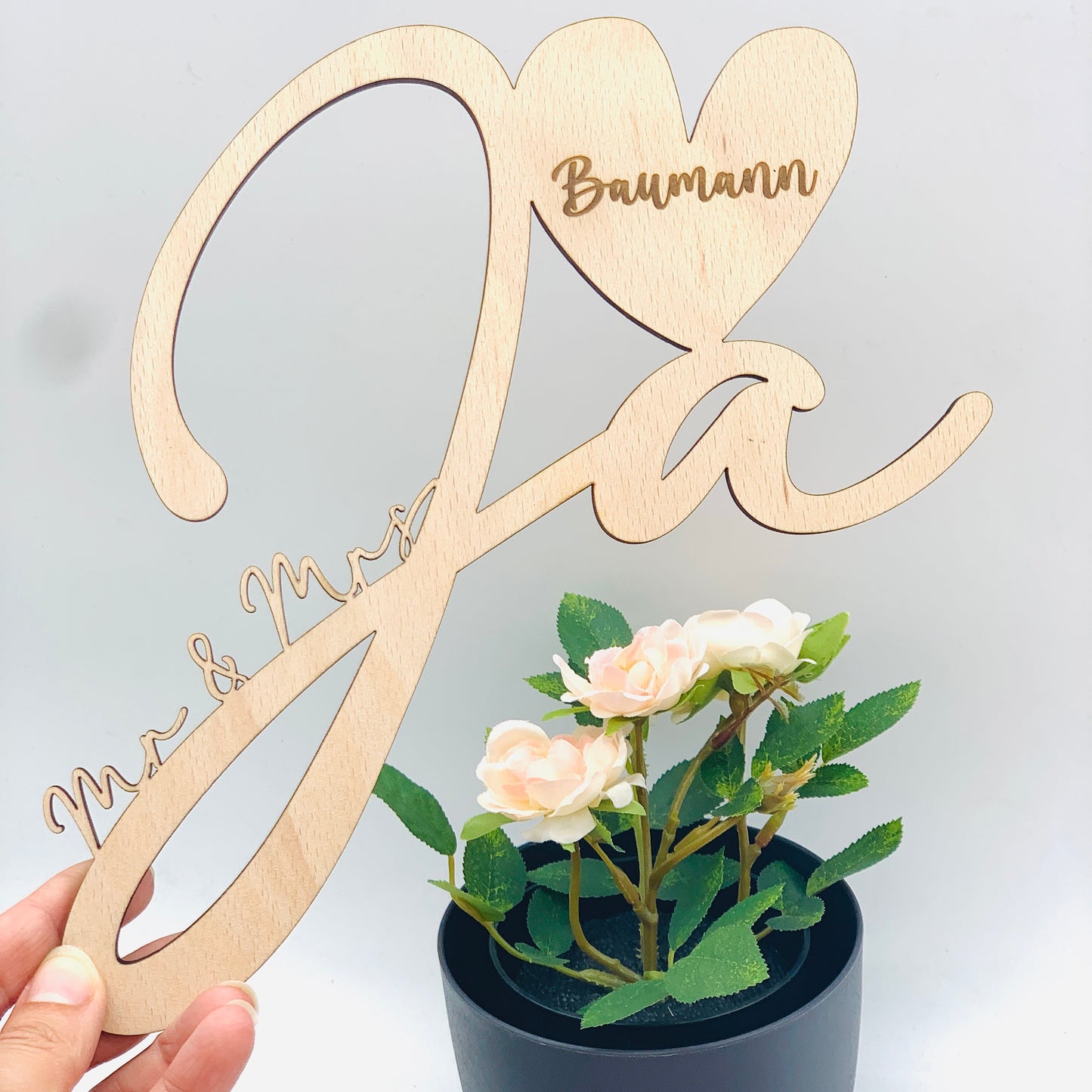 Hochzeitsgeschenk Holzschild Ja Wort - Mr & Mrs - Deko fürs Brautpaar als Erinnerung - nachhaltiges Geschenk - personalisiert
