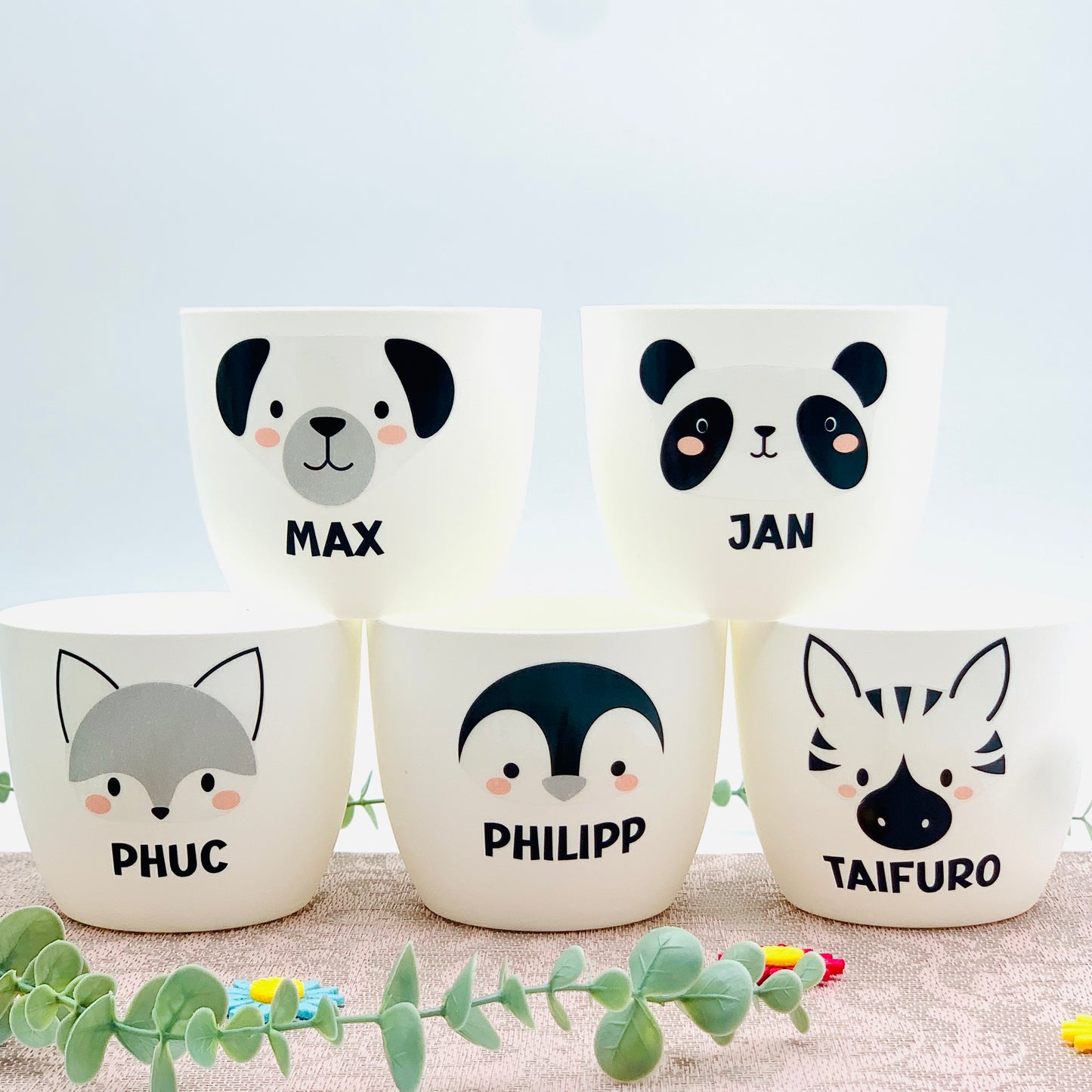 Blumentopf süßes Tiergesicht - Geschenkidee Kind - Übertopf Tier Gesicht - fröhlicher Pflanztopf Kinderzimmer