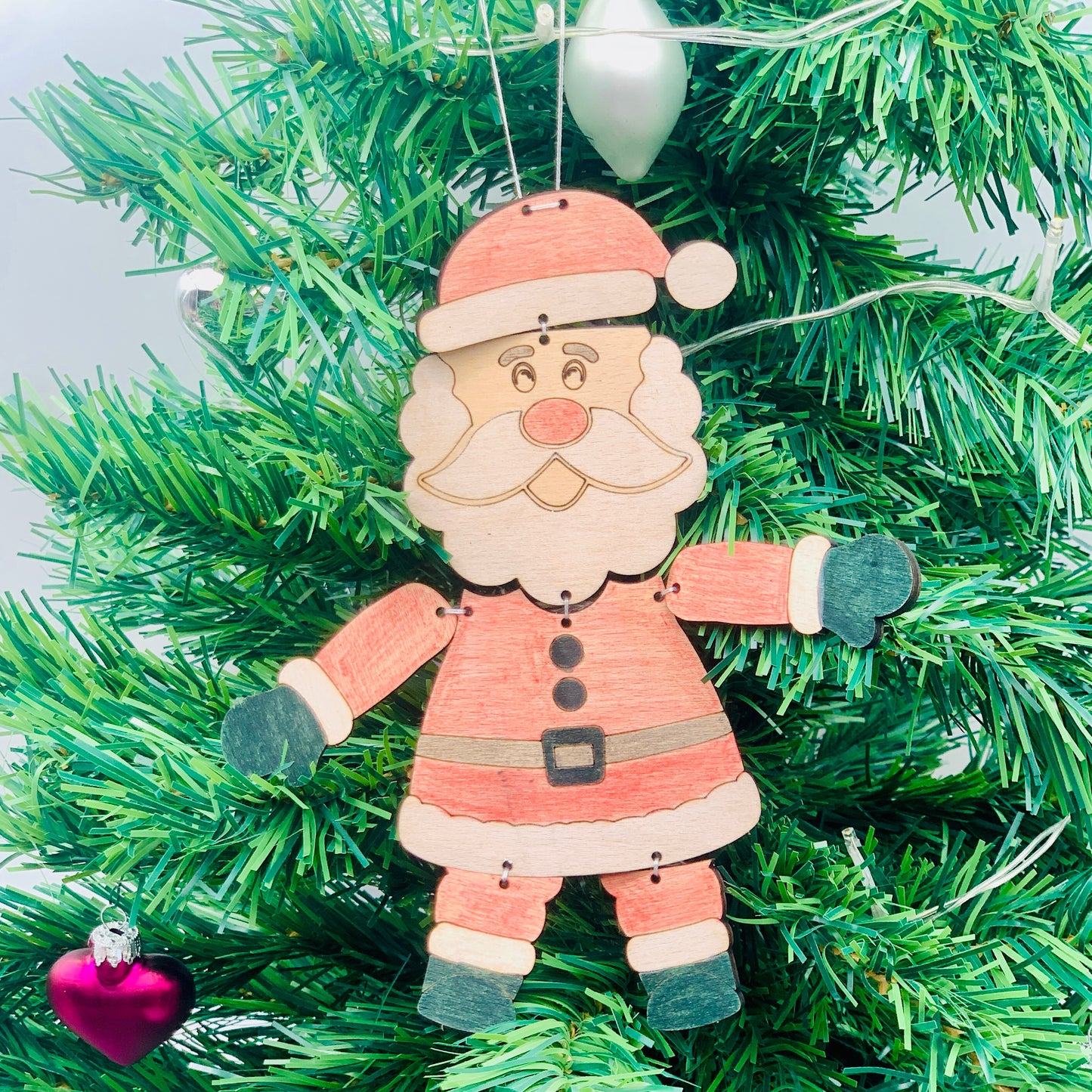 Bastelset Holzkarte Nikolaus - DIY-Santa zum Selbstgestalten Kinder - DIY Nikolaus Hampelmann Weihnachten - Holzkarte Nikolaus Anhänger