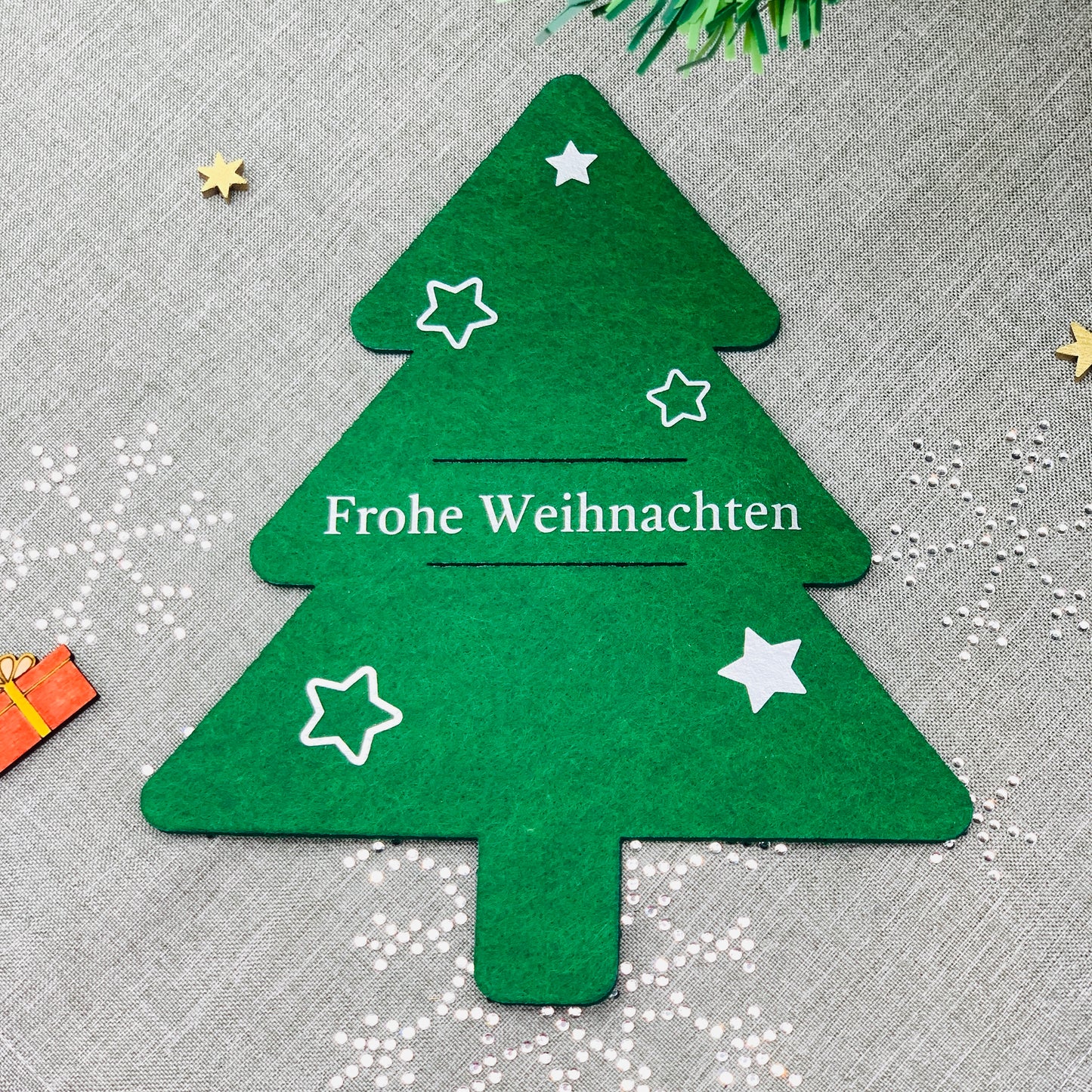 Besteckhalter Weihnachten Filz - Platzkarte Weihnachten - Namensschild Tischdeko Weihnachten - Bestecktasche Set - personalisiert