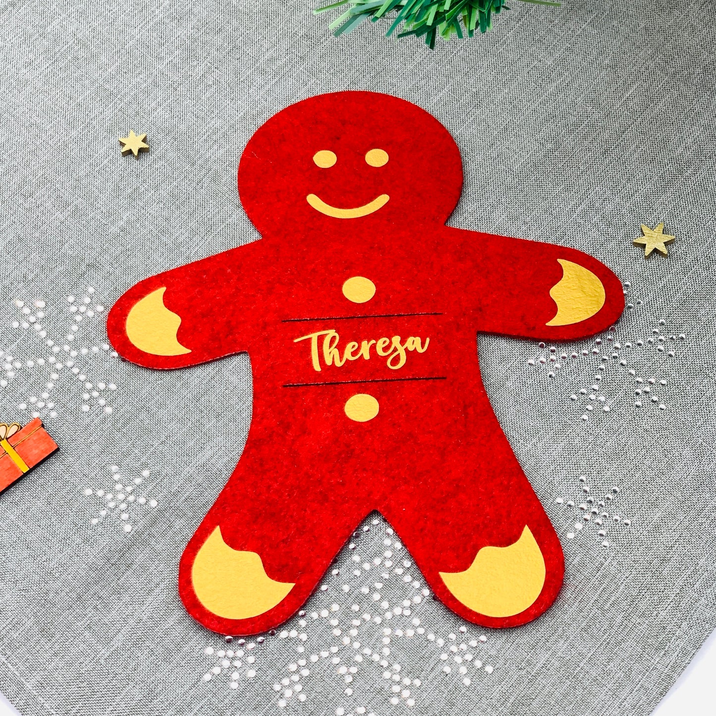 Besteckhalter Weihnachten Filz - Platzkarte Weihnachten - Namensschild Tischdeko Weihnachten - Bestecktasche Set - personalisiert