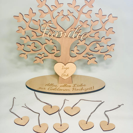 Gästebuch Holzbaum - Geschenk Geburtstag - Gästebuch Erinnerung - Familienstammbaum - Stammbaum Hochzeit - runder Geburtstag