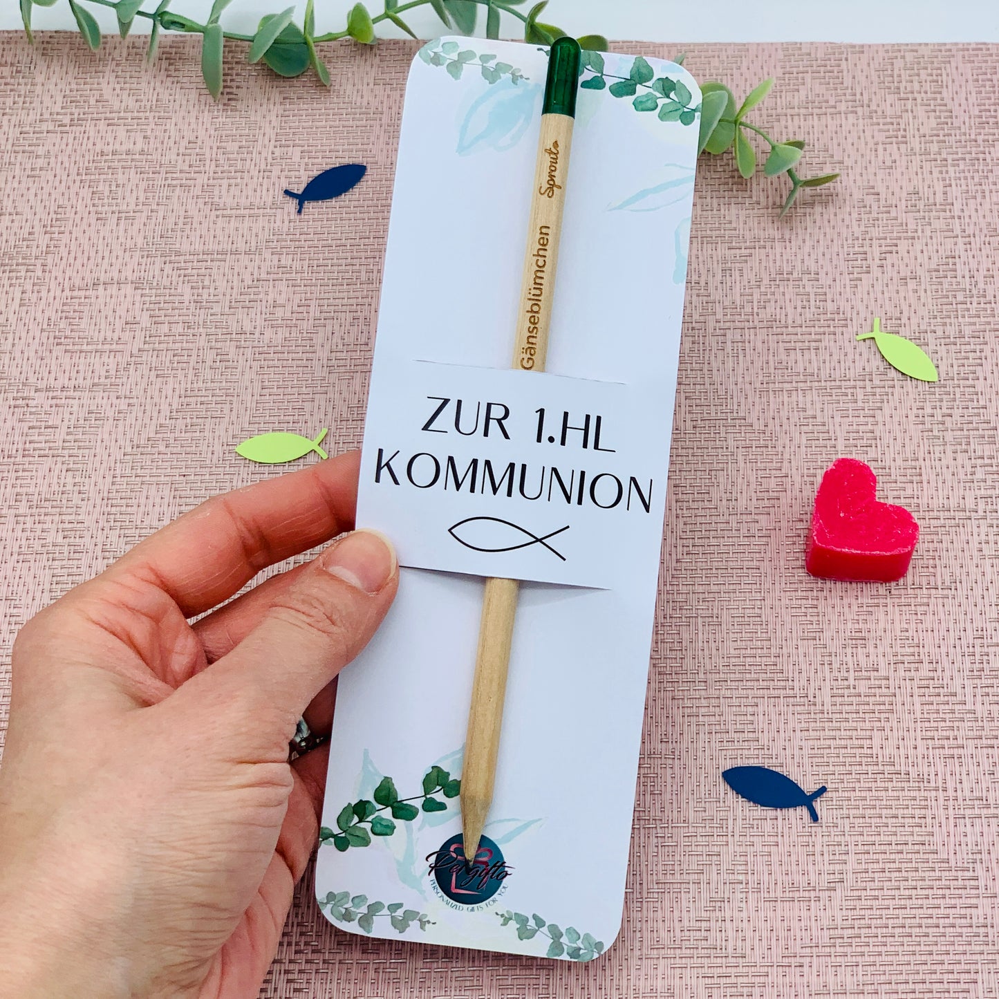 Pencil for planting with personalized card - guest gift baptism, communion, confirmation - sustainable gift - pencil personalized with engraving