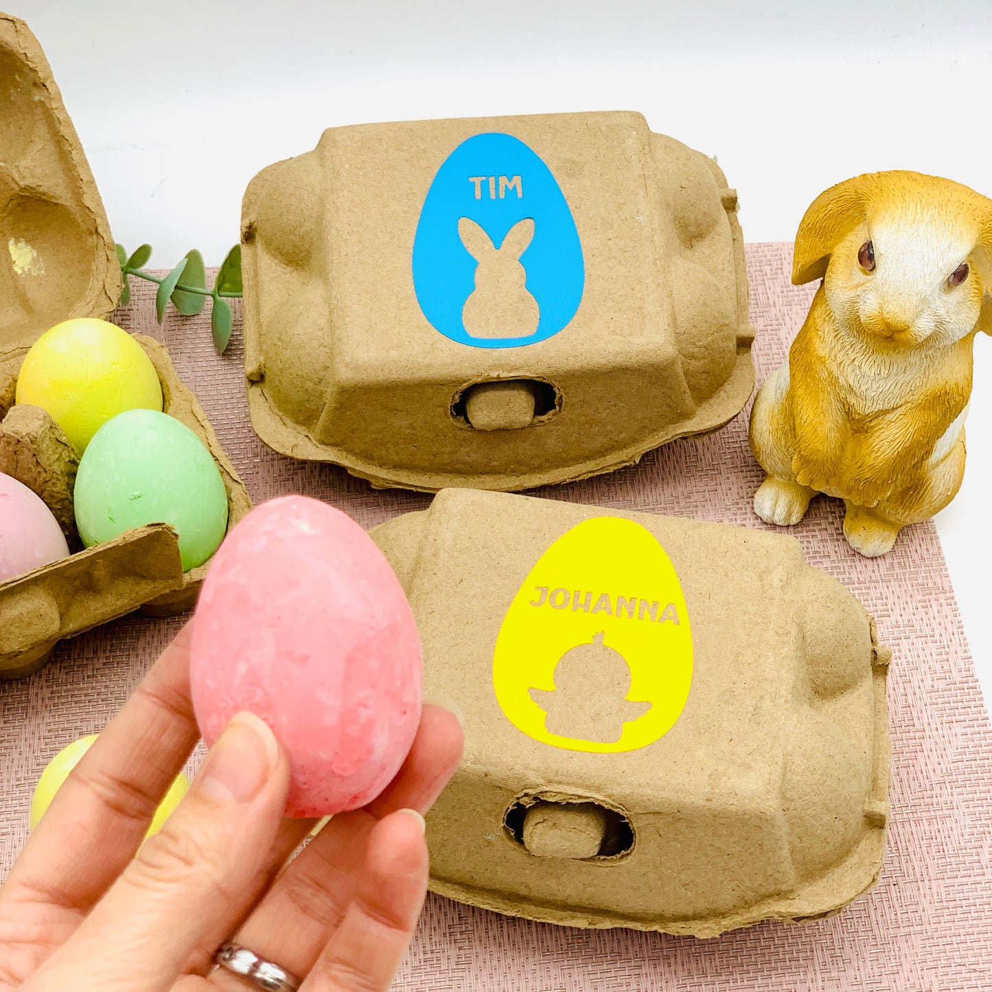 Ostergeschenk Kinder - Geschenk für kreative Kinder zu Ostern - Kreideeier Ostern - Kreide Ostereier im Set personalisiert mit Kindernamen