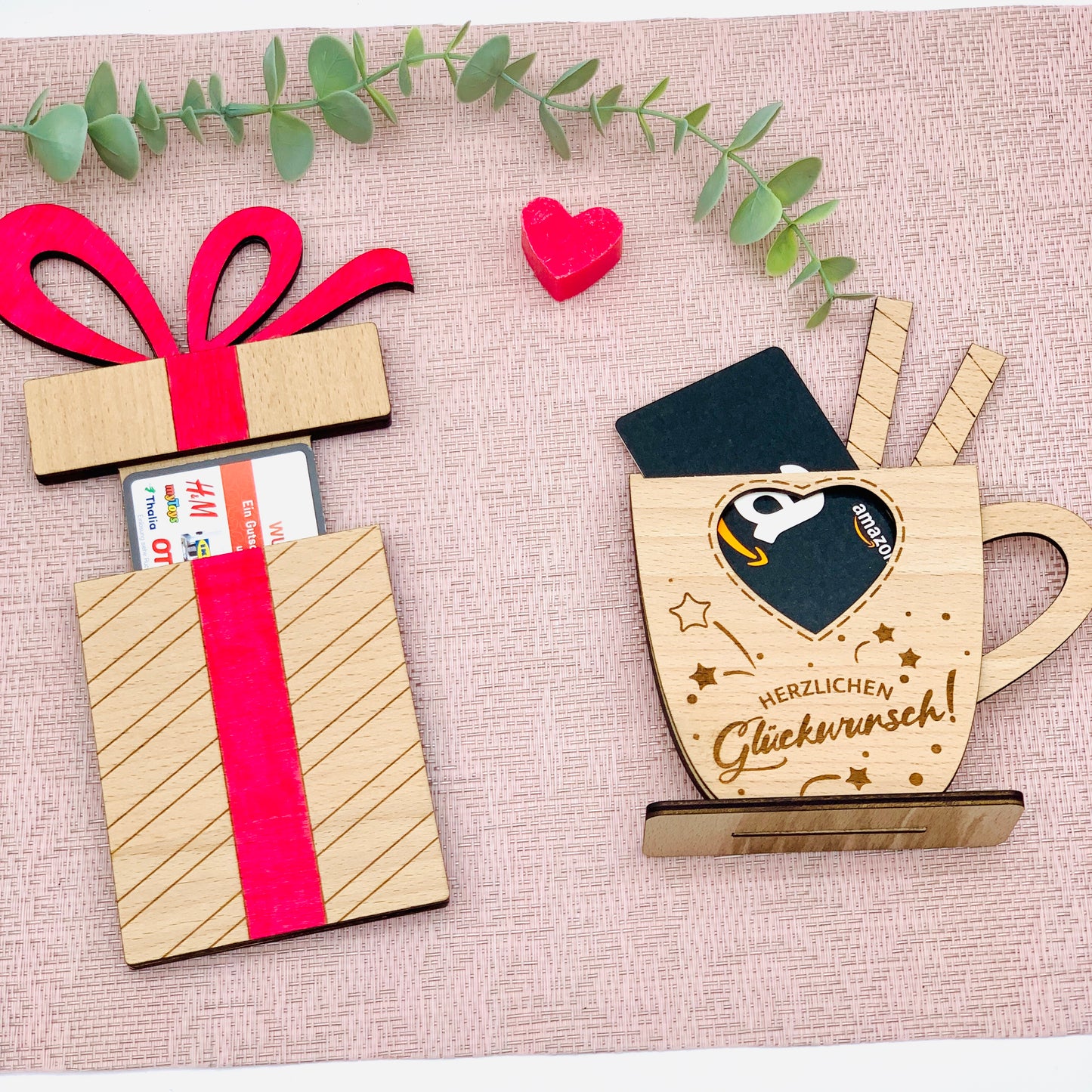 Geschenkgutschein Halter Tasse Geburtstag - Geburtstagsgeschenk Holz - Gutscheinhalter - Geschenkkarte - Gutschein Halter - Wunscherfüller