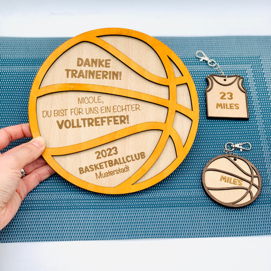Holzschild Basketball - Trainer Geschenk Danke sagen - Basketball Verein Geschenk - Coach Abschied - Geschenk Aufstieg