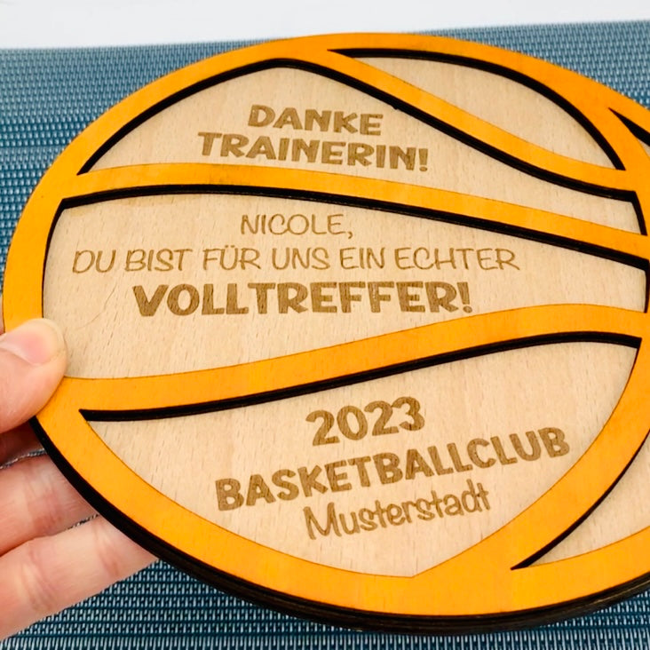 Holzschild Basketball - Trainer Geschenk Danke sagen - Basketball Verein Geschenk - Coach Abschied