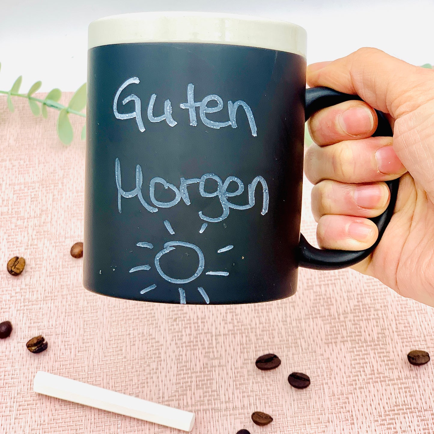 Tasse mit Tafelfarbe - DIY beschreibbare Tasse mit Kreide - Geschenk Geburtstag Freundin, Freund - Tasse mit Botschaft beschreibbar