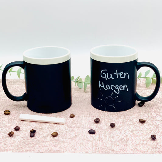 Tasse mit Tafelfarbe - DIY beschreibbare Tasse mit Kreide - Geschenk Geburtstag Freundin, Freund - Tasse mit Botschaft