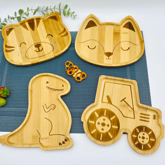 Geschenk Geburtstag Kinderteller mit Name Junge Mädchen | Kindergeschirr Holz Babygeschenk Geburt Geschenk Taufe - Bambus Teller mit Gravur