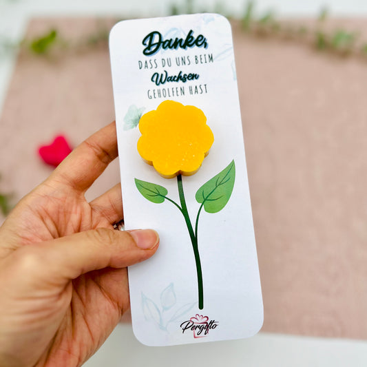 Blumenseife Margerite Danke, dass du MIR/UNS beim Wachsen geholfen hast - Abschiedsgeschenk Lehrer - Erzieher