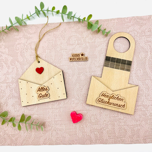 Geldgeschenk Geburtstag - Briefumschlag Geschenkanhänger aus Holz - nachhaltige Geschenkidee - Geschenkkarte - Gutschein