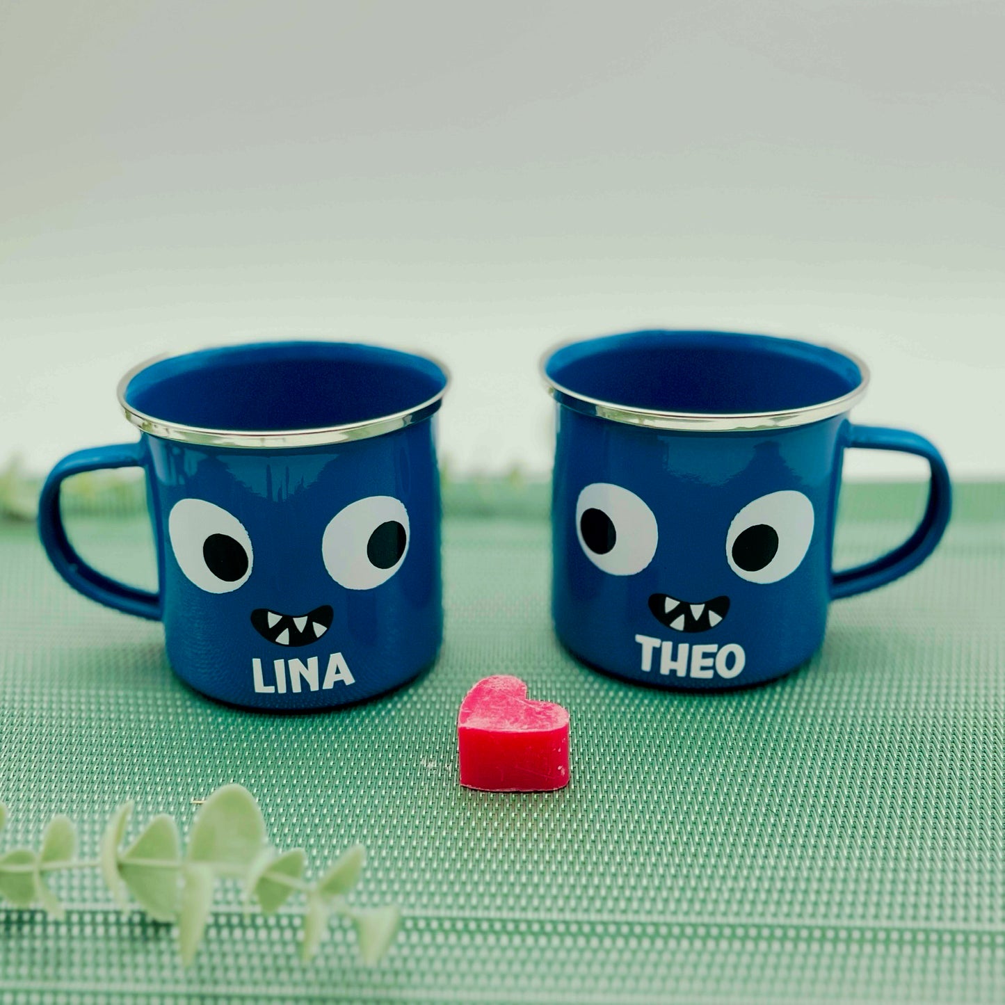 Personalisierte Monster Emaille Tasse | Kinder Tasse mit Namen | Camping Tasse | Geschenkidee für Kinder - Tasse Schulanfang - Sass&Belle