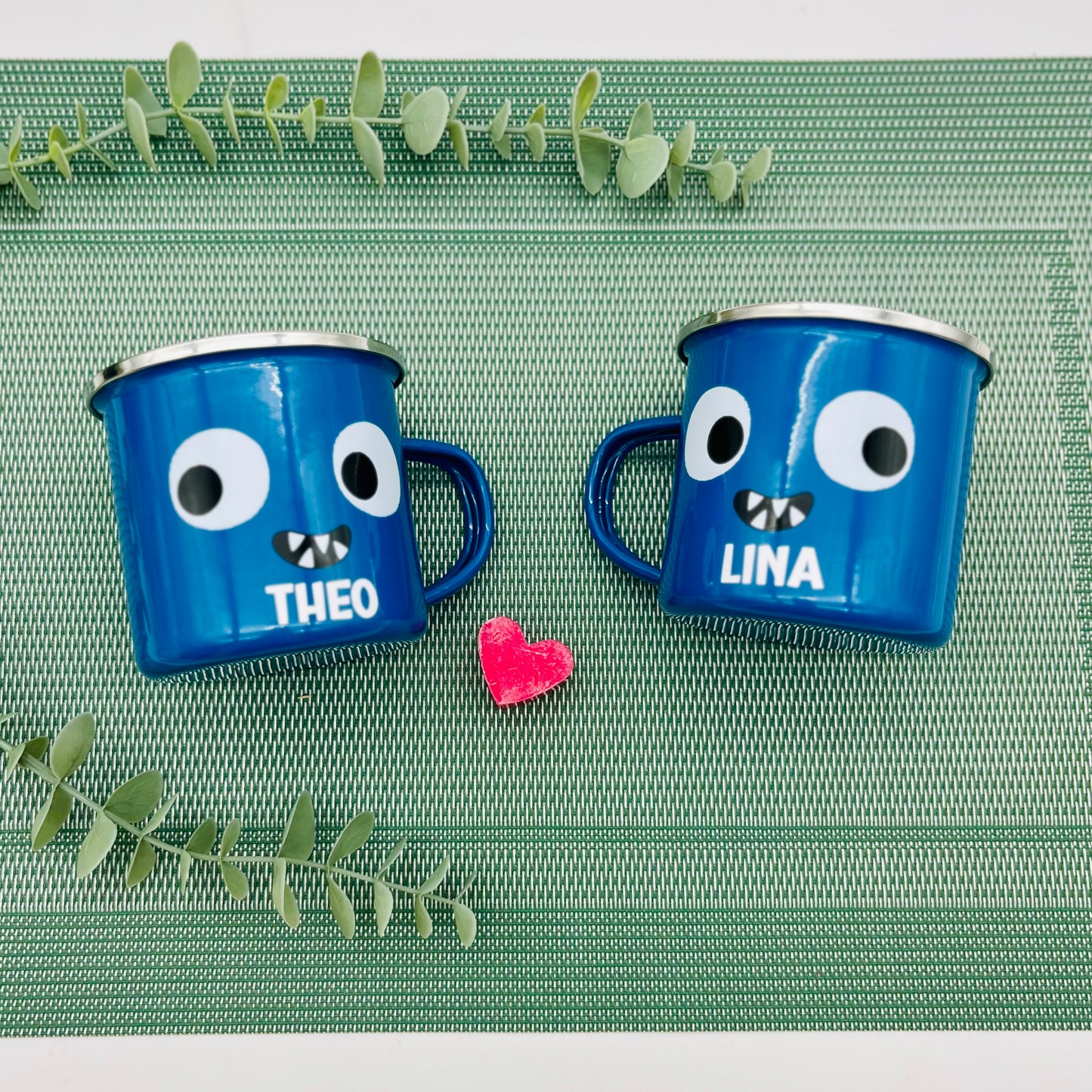 Personalisierte Monster Emaille Tasse | Kinder Tasse mit Namen | Camping Tasse | Geschenkidee für Kinder - Tasse Schulanfang - Sass&Belle